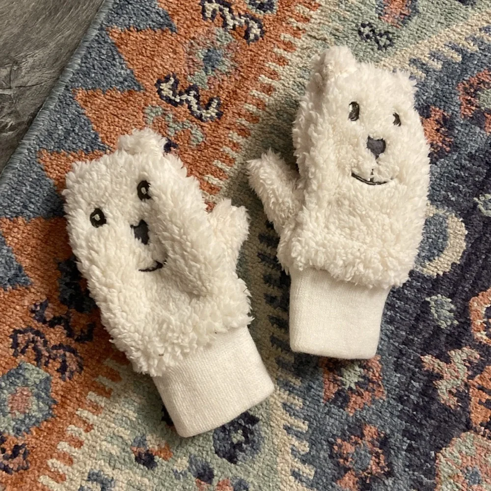 Baby Gap faux sherpa mittens polar bear winter accessories gloves toddler M/L